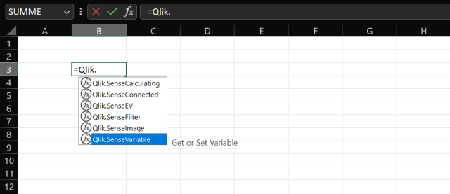 AnalyticsGate - Excel Functions - Qlik Sense Variable